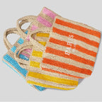 STRIPED STRAW WOVEN TOTE BAG SOLELII
