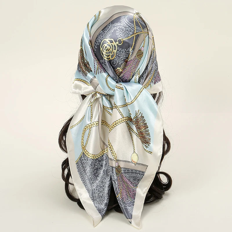 SATIN PRINT MULTIFUNCTIONAL SQUARE SCARF