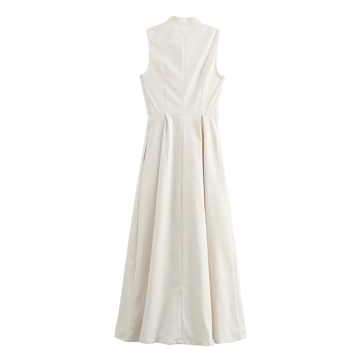 DRAPED ZIP SLEEVELESS MAXI DRESS