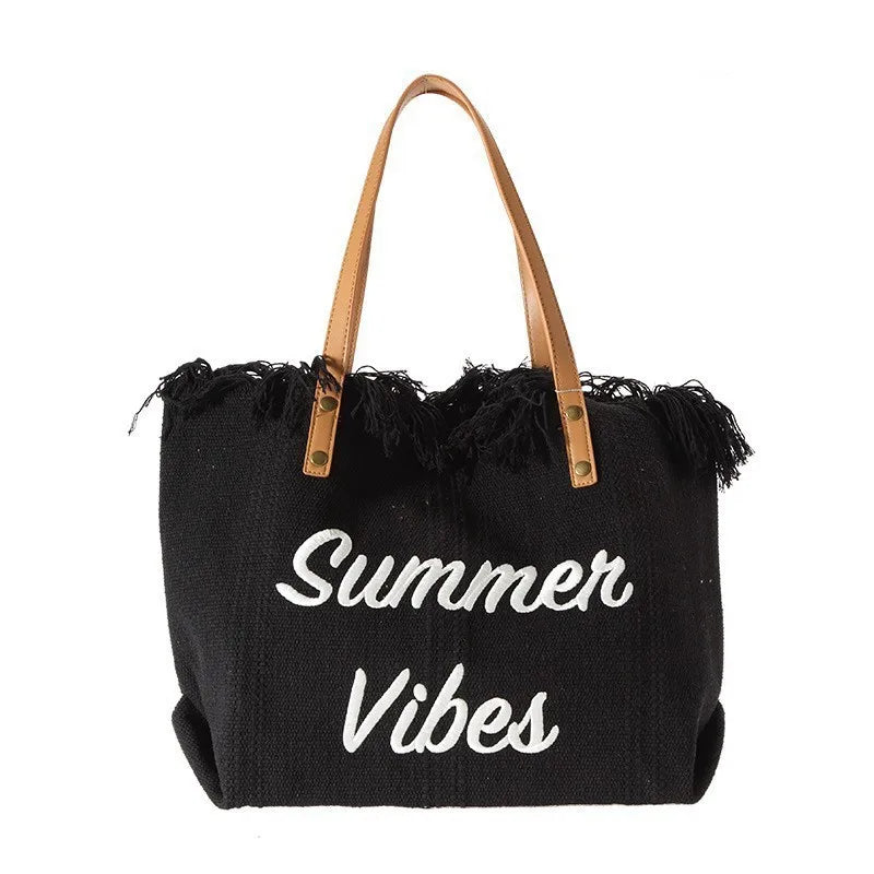 WOMEN'S LARGE CANVAS TOTE BEACH BAG