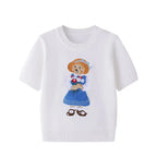 EUROPEAN STYLE LUXURY BEAR KNIT SHORT SLEEVE TOP Test