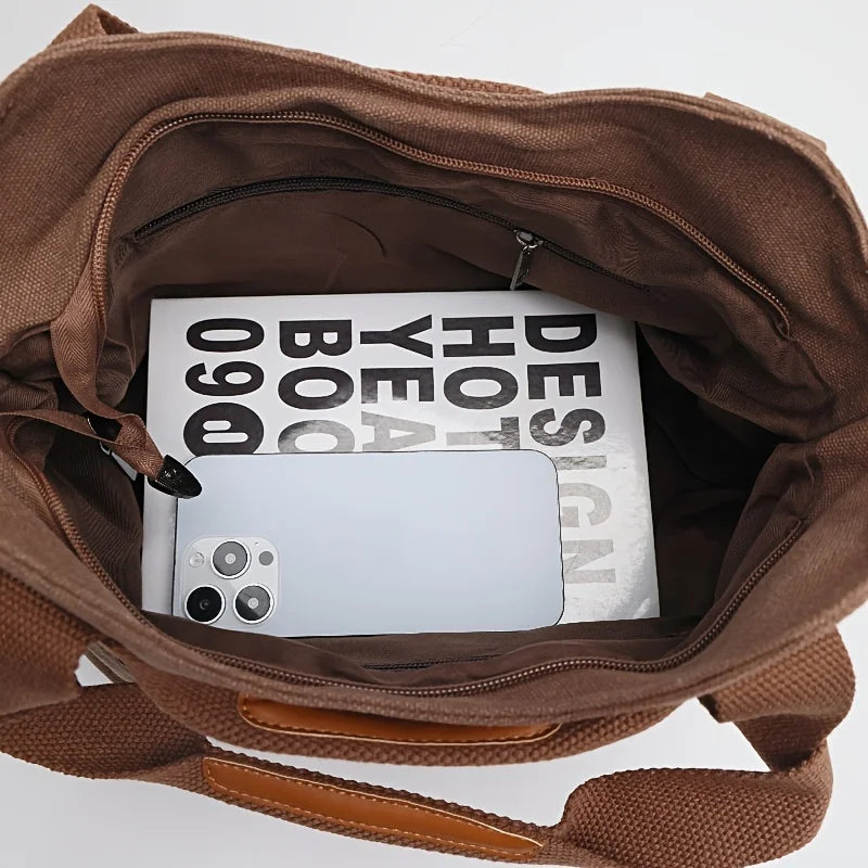 LETTER PRINT CANVAS TOTE BAG