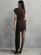 DRAPED SLEEVELESS MINI DRESS SOLELII
