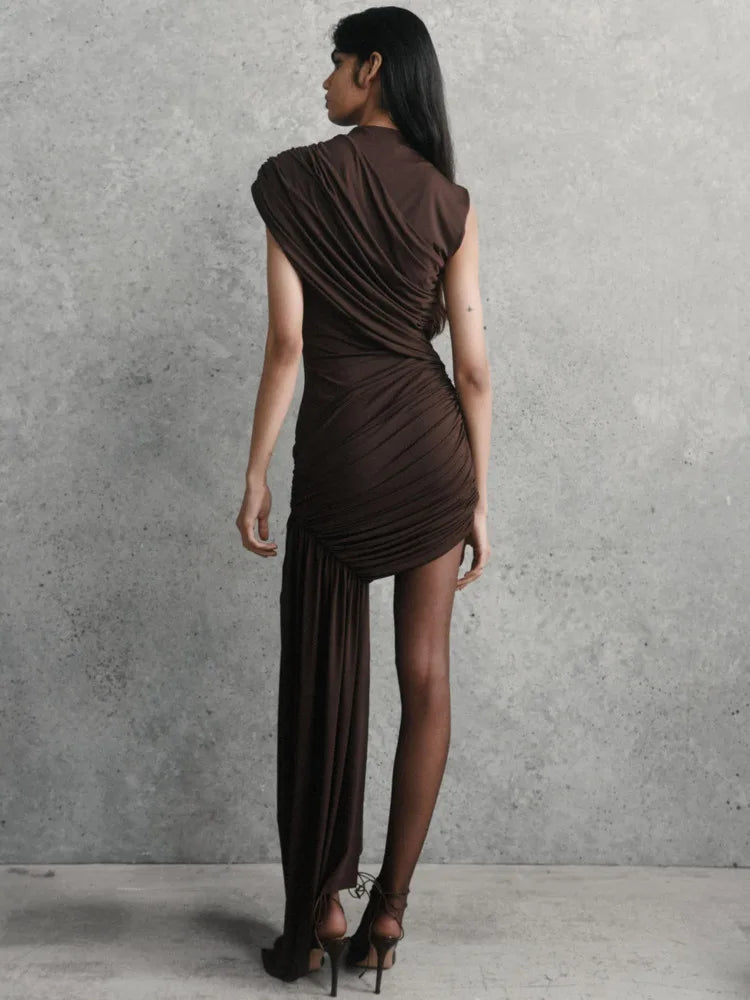 DRAPED SLEEVELESS MINI DRESS