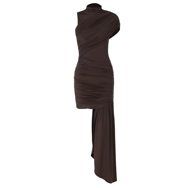 DRAPED SLEEVELESS MINI DRESS