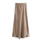 WOMEN’S HIGH WAIST SATIN MIDI SKIRT SOLELII