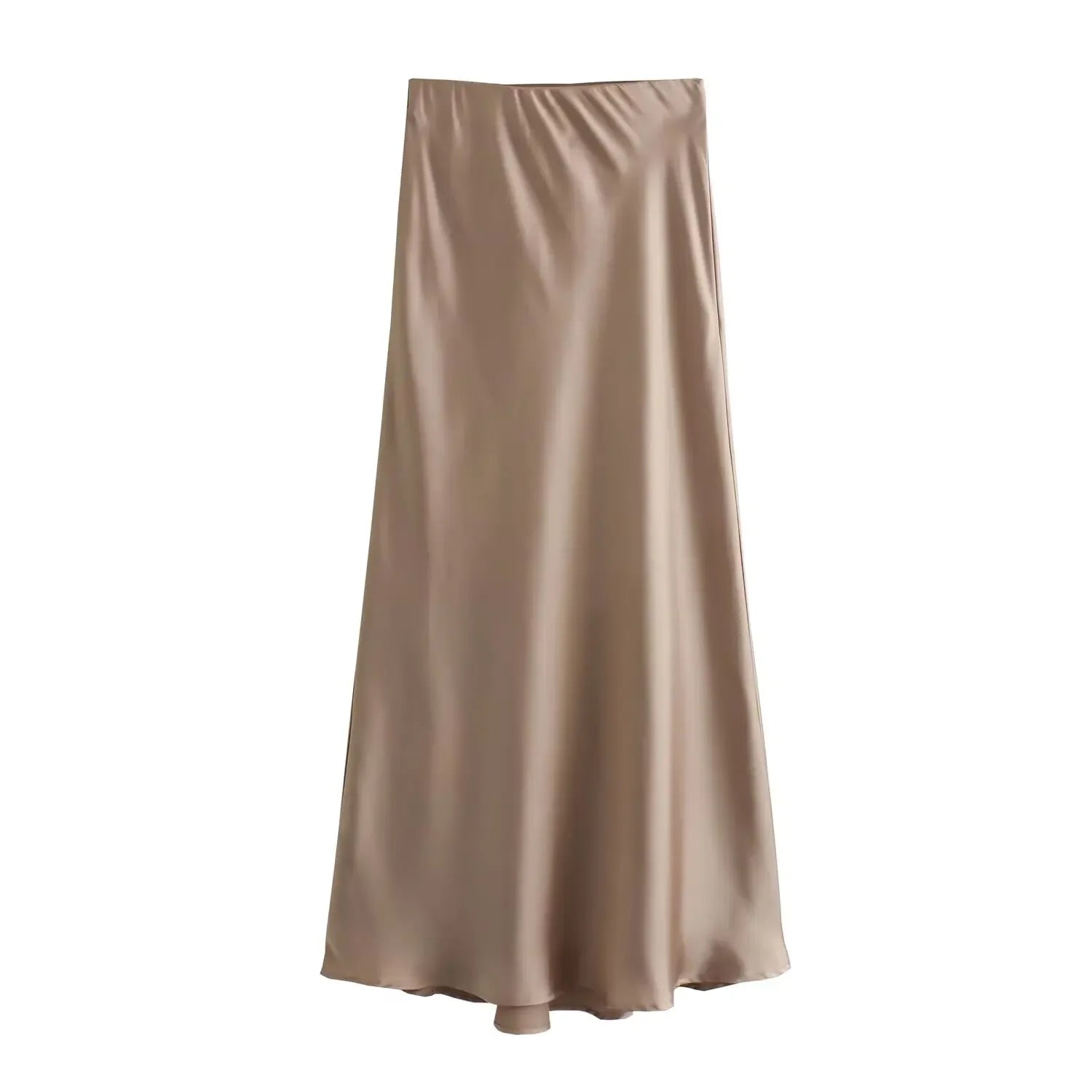 HIGH-WAISTED SATIN MIDI SKIRT