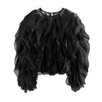 RUFFLED CHIFFON BLOUSE WITH LANTERN SLEEVES SOLELII