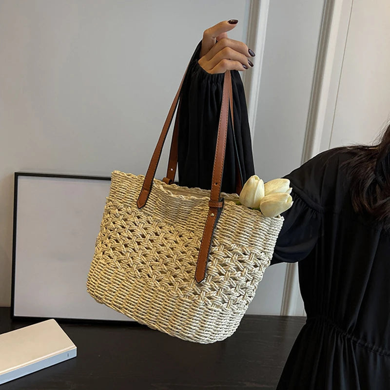 BOHEMIAN RATTAN WOVEN TOTE BAG