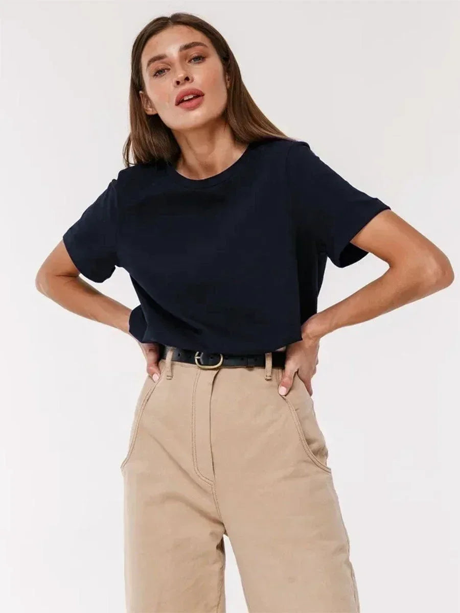 BASIC LOOSE COTTON SUMMER TEE