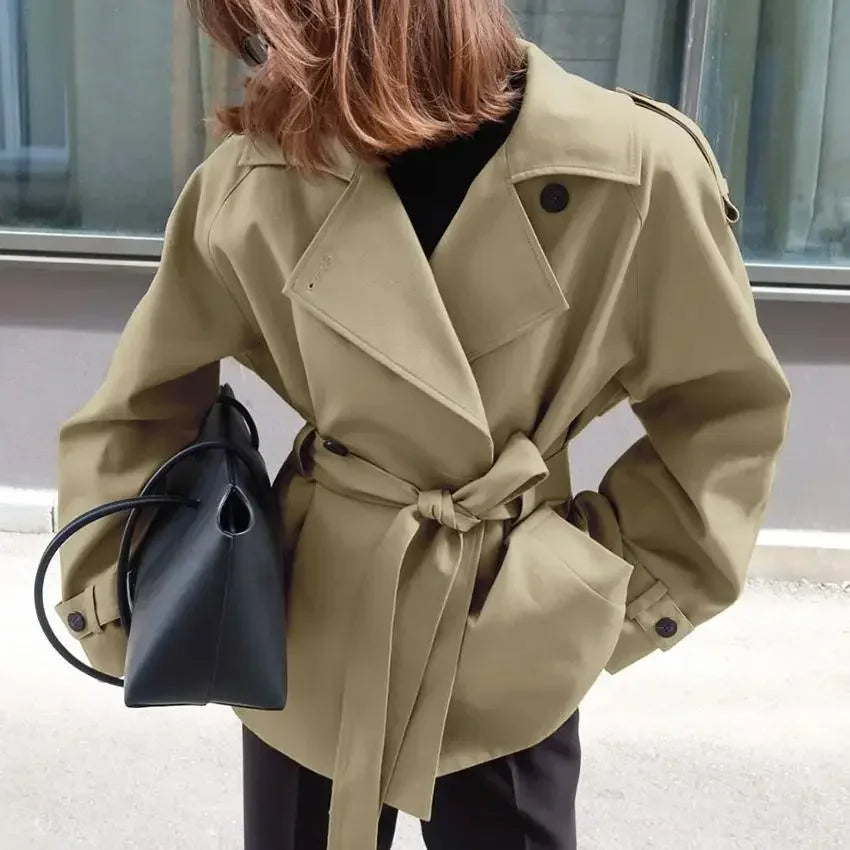 CROPPED TRENCH COAT WITH BELT