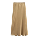 WOMEN’S HIGH WAIST SATIN MIDI SKIRT SOLELII