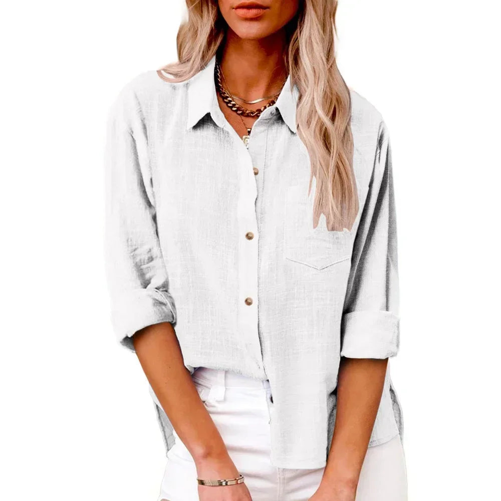 COTTON LINEN LONG SLEEVE TOP