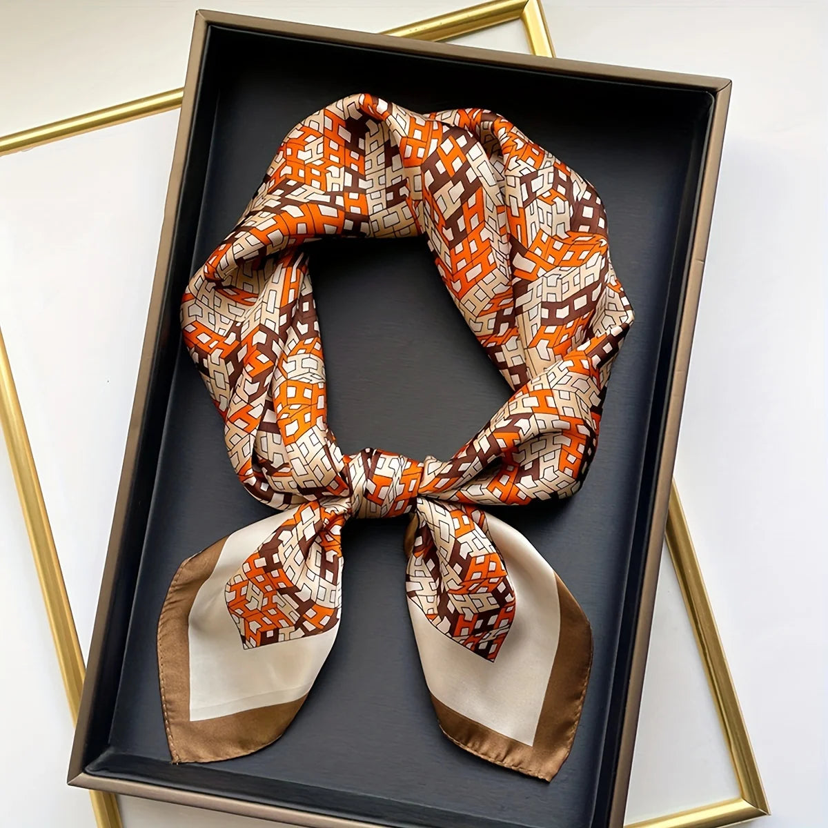 NORDIC STYLE FAUX SILK SQUARE SCARF