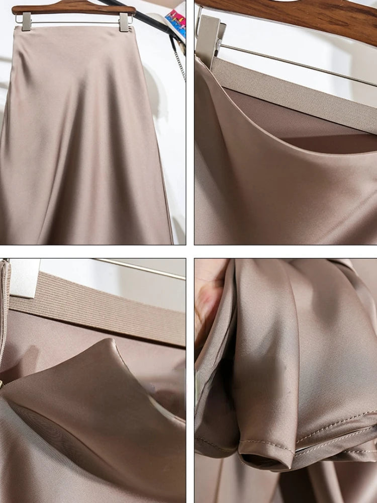 KOREAN SATIN FISHTAIL HIGH WAIST SKIRT