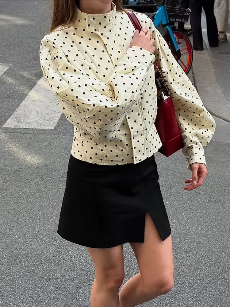 POLKA DOT SLIM-FIT ZIPPER JACKET