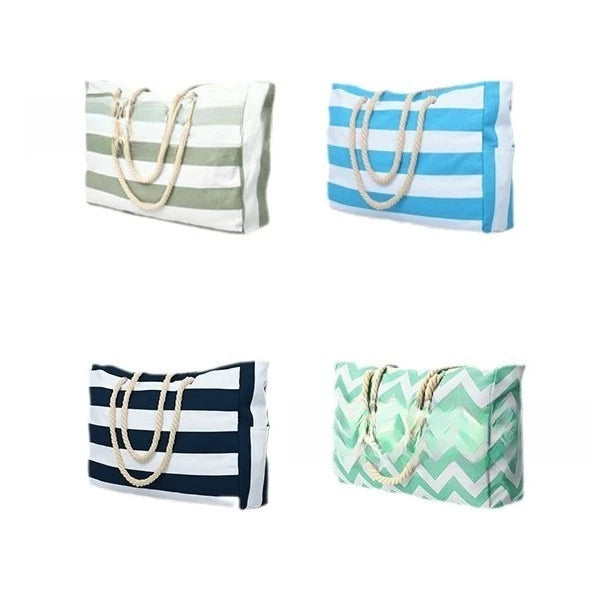 STRIPED CANVAS BEACH STORAGE BAG