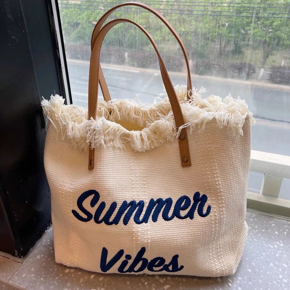 WOMEN'S LARGE CANVAS TOTE BEACH BAG