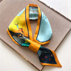 SATIN SILK PRINT NECKERCHIEF SCARF Test