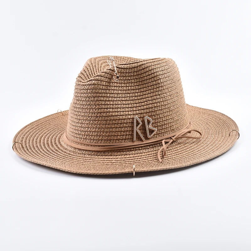 SUMMER STRAW HAT WITH LETTER