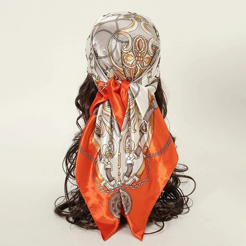 SATIN PRINT MULTIFUNCTIONAL SQUARE SCARF