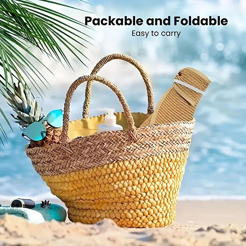 SUMMER FOLDABLE STRAW VISOR HAT