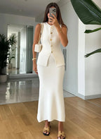 KNIT WAISTCOAT & MIDI SKIRT SET SOLELII