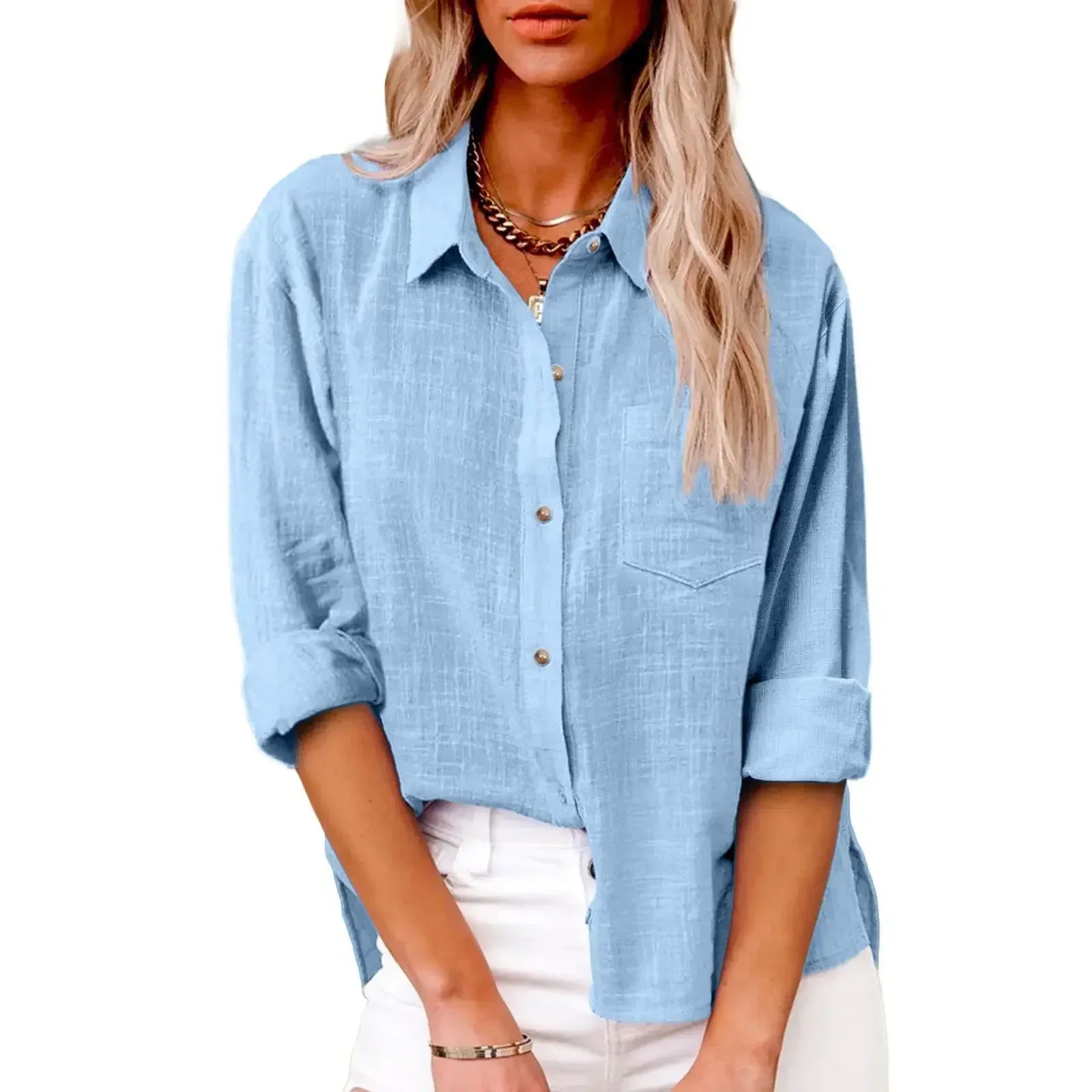 COTTON LINEN LONG SLEEVE TOP