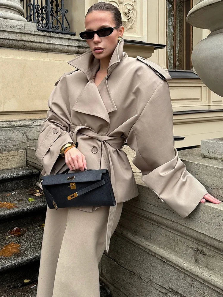 WOMEN'S CROPPED TRENCH COAT