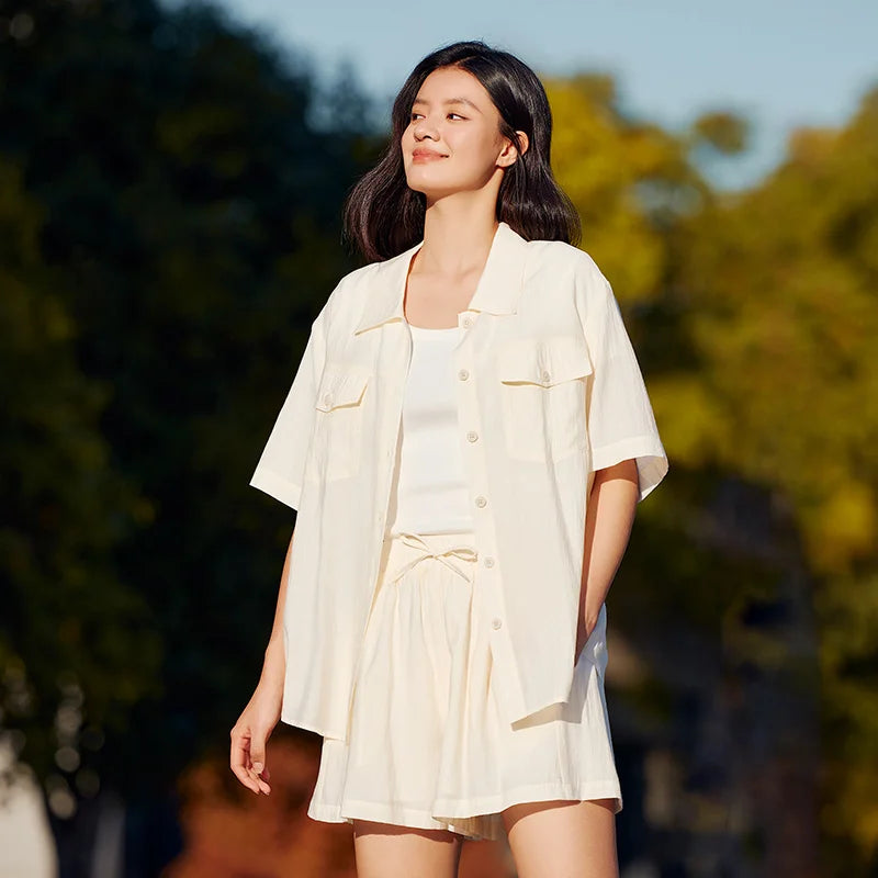 MID-LONG TEXTURED TOP & SHORTS SET