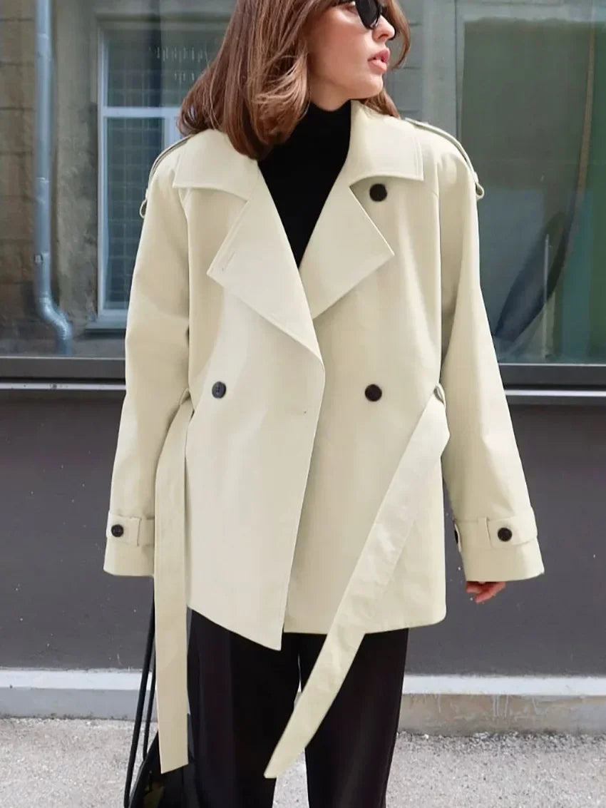 CROPPED TRENCH COAT WITH BELT