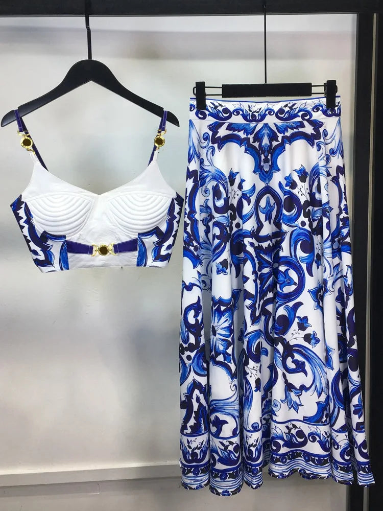 BOHEMIAN BLUE AND WHITE PORCELAIN 2 PIECES SET