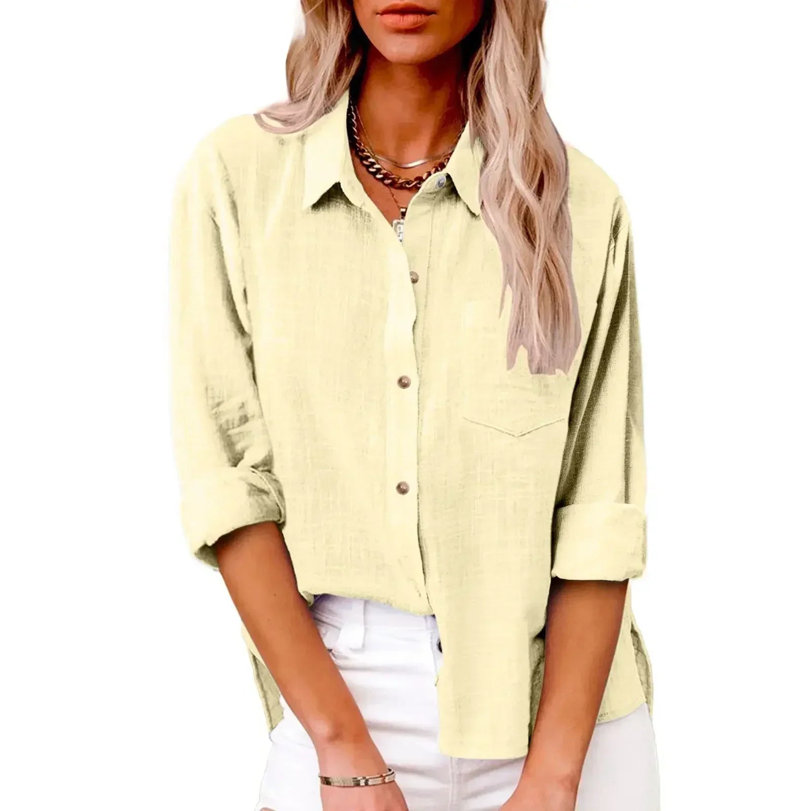COTTON LINEN LONG SLEEVE TOP