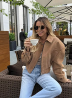 CROPPED SUEDE JACKET WITH ZIPPER SOLELII