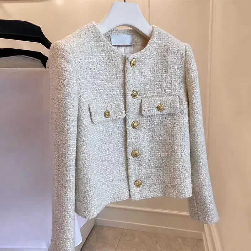 SHORT TWEED COAT WITH GOLD BUTTONS