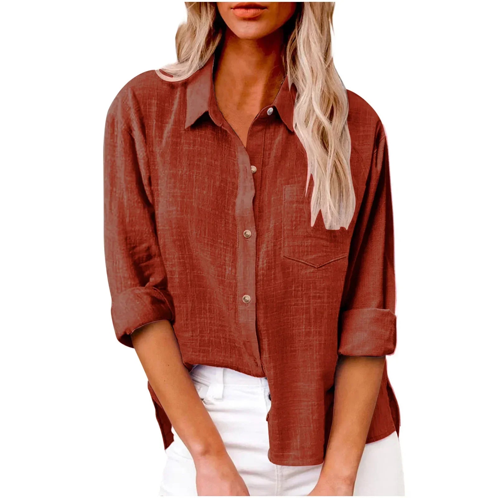 COTTON LINEN LONG SLEEVE TOP