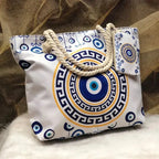 LARGE POLYESTER GREEK EYE BEACH BAG SOLELII