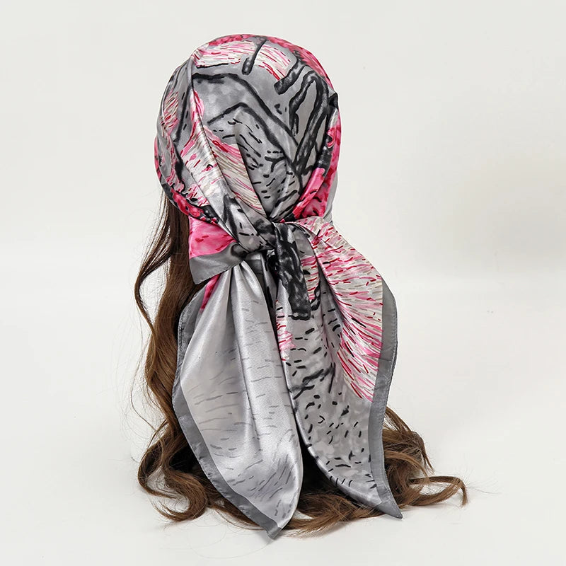 SATIN PRINT MULTIFUNCTIONAL SQUARE SCARF