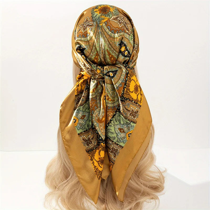 SATIN PRINT SQUARE SCARF