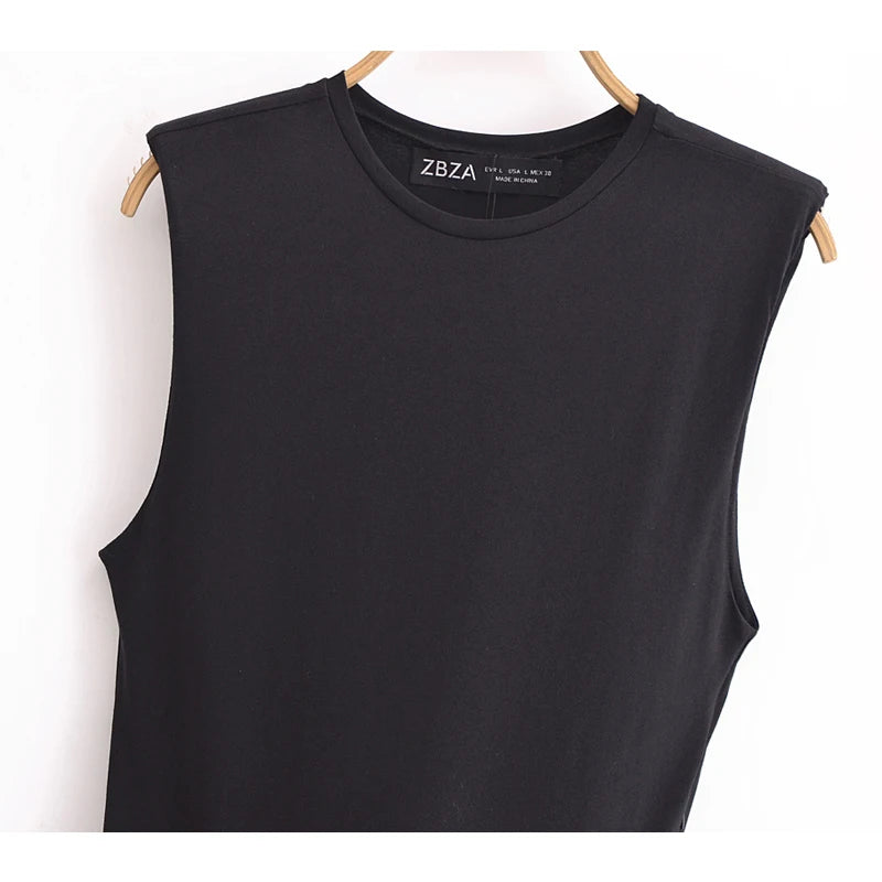 Geplooide midi-jurk met riem voor dames, mouwloos