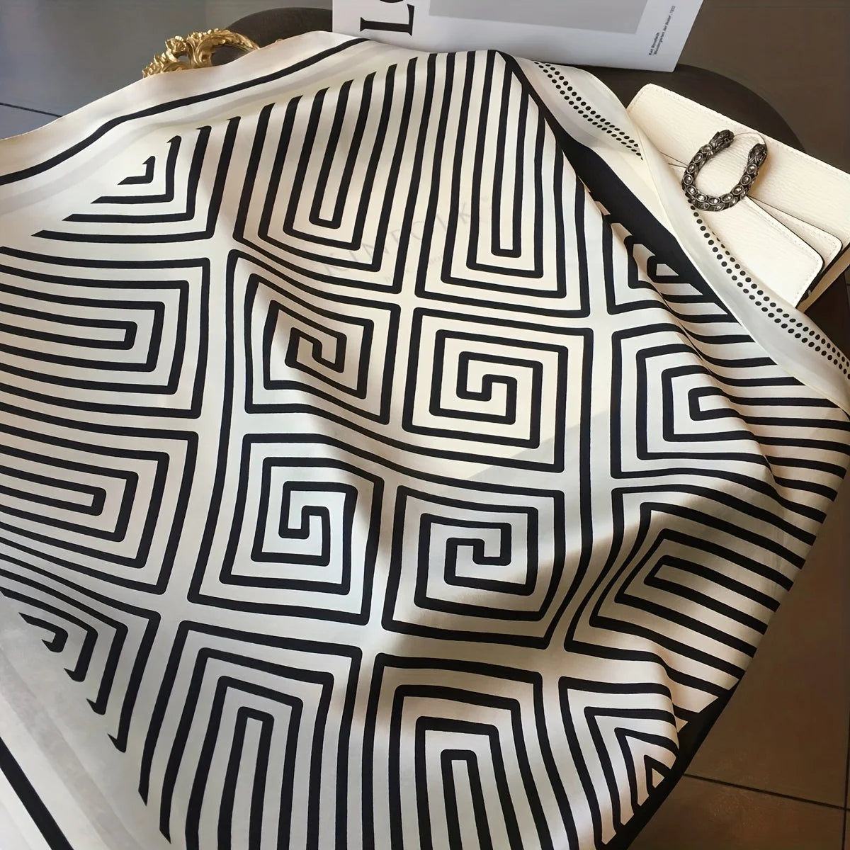 NORDIC STYLE FAUX SILK SQUARE SCARF