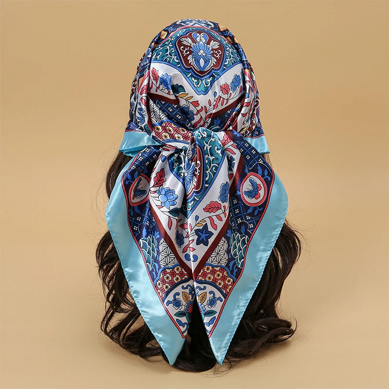SATIN PRINT SQUARE SCARF