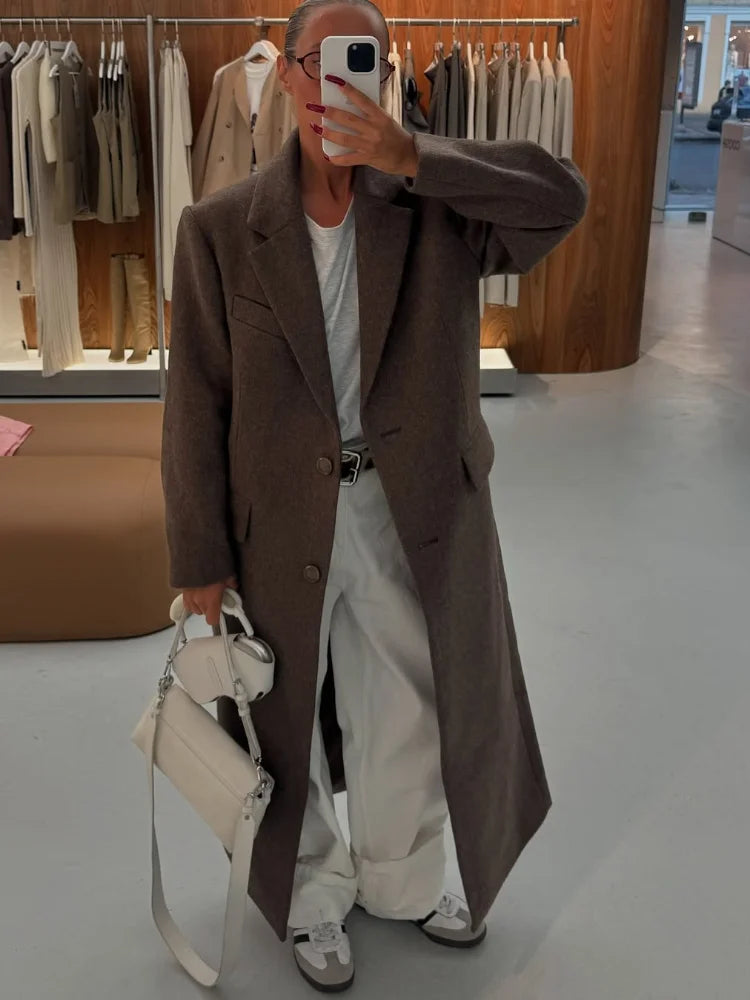 WOMEN'S WOOL BLEND SHOULDER PAD COAT