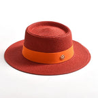 WOMEN’S STRAW SUN HAT WITH FLAT BRIM & RIBBON Test