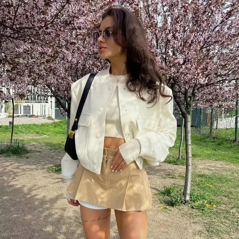 WOMEN'S CROPPED BOMBER JACKET