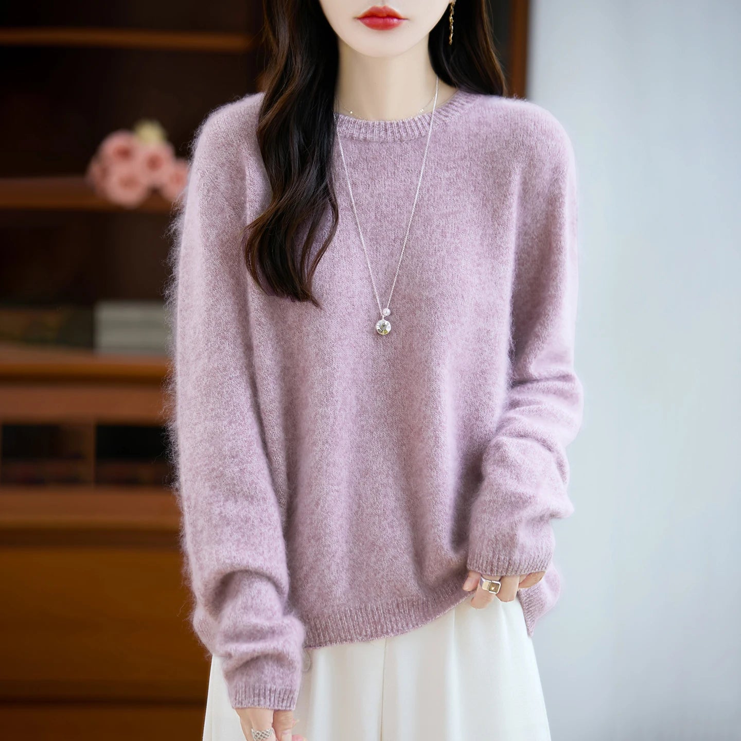 LONG SLEEVE PURE WOOL SWEATER