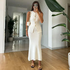 KNIT WAISTCOAT & MIDI SKIRT SET SOLELII