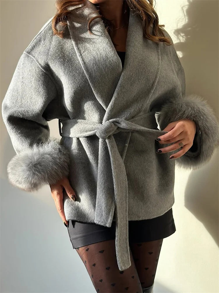 SHORT WOOL OVERCOAT WITH BELT