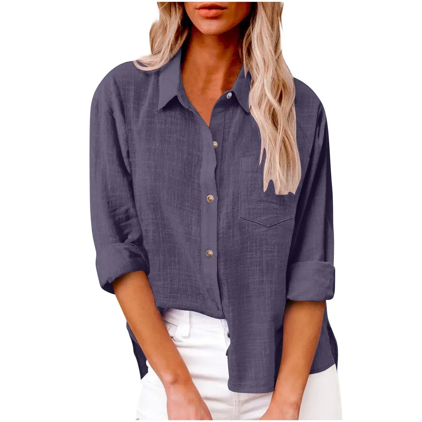 COTTON LINEN LONG SLEEVE TOP