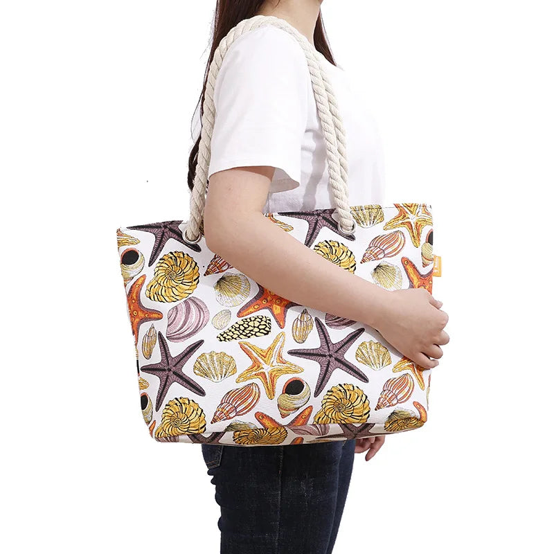 CANVAS BEACH BAG WITH PRINT